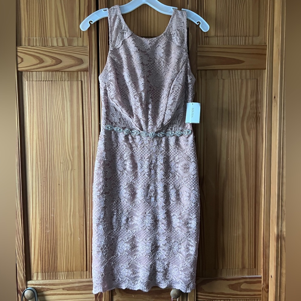 MBLUSH LACE DRESS WITH BEADED WAIST